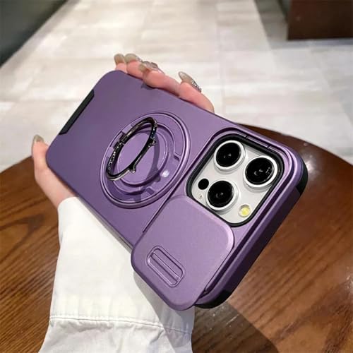 YOGISU Für iPhone 14PromaxLuxury Wireless Charging Case Magnetische Ringhalterung Kameraabdeckung (Für iPhone 14Promax/Lila) von YOGISU