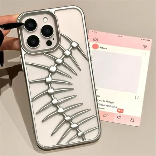 YOGISU Für iPhone 15 PlusLuxury Plating Hollow Phone Case Stoßfeste, Matte Wärmeableitungsabdeckung (Für iPhone 15 Plus/Mattsilber) von YOGISU