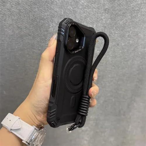 YOGISU Für iPhone 15PlusLuxury mit Lanyard-Panzerhülle, robuste Linsenhalter-Schutzhülle (für iPhone 15Plus/Schwarz) von YOGISU