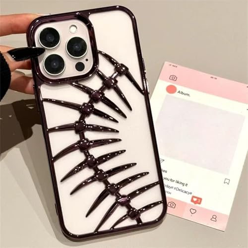 YOGISU Für iPhone 16, luxuriöse, Hohle Telefonhülle, stoßfeste, wärmeableitende, Matte Hülle (für iPhone 16/Plating Purple) von YOGISU