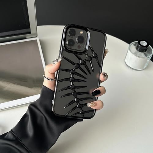 YOGISU Für iPhone 16 PlusLuxury Plating Hollow Phone Case Stoßfeste, Matte Wärmeableitungsabdeckung (Für iPhone 16 Plus/Mattschwarz) von YOGISU