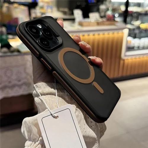 YOGISU Für iPhone 16ProLuxury Matte Bicolor Frame Handyhülle Magnetische Schutzhülle (Für iPhone 16Pro/Braun) von YOGISU
