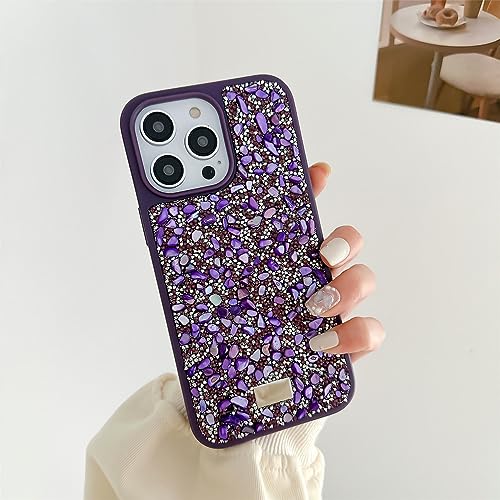 YOGISU Handyhülle für iPhone 14 13 Pro Max, Kristallstein-Rückseite, Glitzer-Diamant, stoßfeste Abdeckung, lila, für iPhone 14 YOGISU Handyhülle für iPhone 14 13 Pro Max, Kristallstein-Rückseite, Glitzer-Diamant, stoßfeste Abdeckung, lila, für iPhone 14 von YOGISU