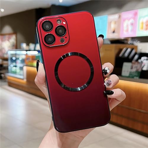 YOGISU Handyhülle mit Farbverlauf für iPhone 14 Plus 13 12 Pro Max, magnetische kabellose Ladeobjektiv-Schutzhülle, rot, für iPhone 14 YOGISU Handyhülle mit Farbverlauf für iPhone 14 Plus 13 12 Pro Max, magnetische kabellose Ladeobjektiv-Schutzhülle, rot, für iPhone 14 von YOGISU