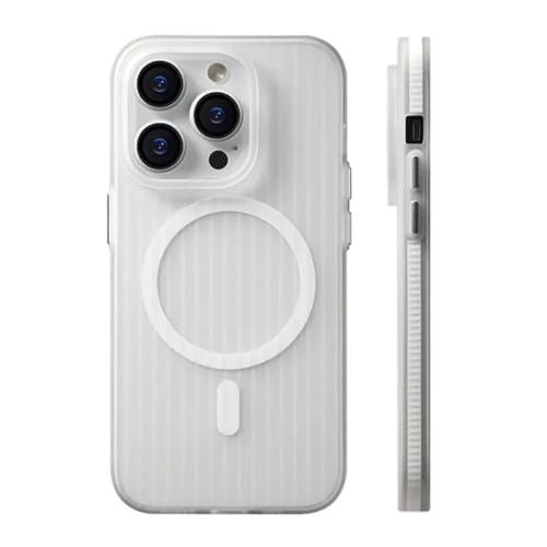 YOGISU Magnetische Hülle für kabelloses Laden mit Wellenmuster für iPhone 15 14 13 Pro Max, rutschfeste Stoßstange, Harte PC-Matte, weiß, für iPhone 12ProMax von YOGISU