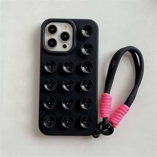YOGISU Niedlicher Bonbon-Saugnapf aus flüssigem Silikon mit Handschlaufe, Hülle für iPhone 15 14 11 12 13 Pro Max Plus, einfarbige Hülle, Schwarz, Für iPhone 13 YOGISU Niedlicher Bonbon-Saugnapf aus flüssigem Silikon mit Handschlaufe, Hülle für iPhone 15 14 11 12 13 Pro Max Plus, einfarbige Hülle, Schwarz, Für iPhone 13 von YOGISU