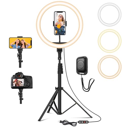 YOHOOLYO Ring Light Professional 12 Zoll, Selfie-Licht, dreieckige Halterung, 64 Zoll, LED-Ringlicht mit 3 Beleuchtungsmodi mit 10 Helligkeiten für Make-up, Fotografie, Youtube und Video Selfie YOHOOLYO Ring Light Professional 12 Zoll, Selfie-Licht, dreieckige Halterung, 64 Zoll, LED-Ringlicht mit 3 Beleuchtungsmodi mit 10 Helligkeiten für Make-up, Fotografie, Youtube und Video Selfie von YOHOOLYO