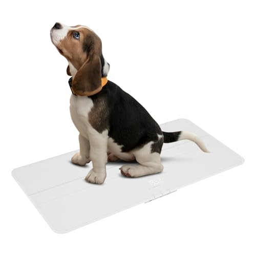 Digitale Haustierwaage für Hunde und Katzen, Präzise Tierwaage mit LED-Anzeige, große Hundewaage, bis 220 Pfund, wiederaufladbare Version, 3 Wiegemodi Pfund, kg, st, Präzision 10g (Weiß) von YOICUATGNA