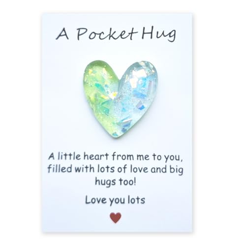 YOJO Pocket Hug Heart with Greeting Cards, Little Heart Pocket Hug Token, Long Distance Relationship Gifts, Thinking of You Gifts for Women Men Him Her (Light Green) von YOJO