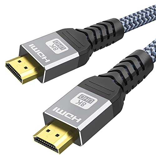 HDMI 2.1 Kabel 8K 2 Meter, YOJOCK 48Gbps HDMI [8K@60Hz/4K@120Hz] Geflochtenes Kabel, DTS: X, HDCP 2.2 & 2.3, HDR 10, eARC, Dynamisches HDR, Kompatibler Projektormonitor PS5/4/3 (2M) von YOJOCK