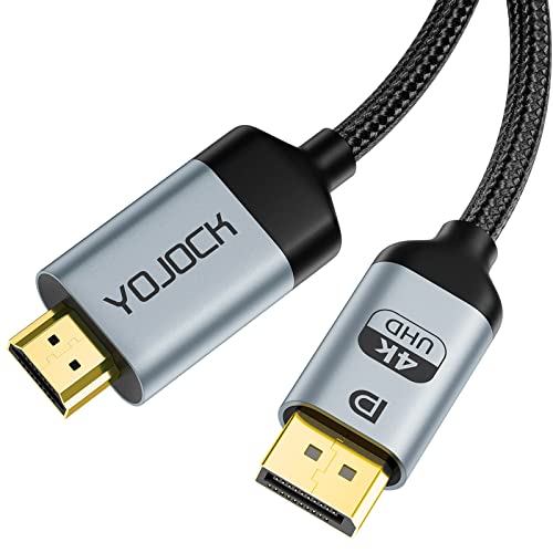 YOJOCK 4K DisplayPort auf HDMI Kabel 2m, DP Computer zu HDMI UHD Monitor Unidirektionaler für HDTV, Monitor, TV, Laptop, PC, Beamer, AMD, NVIDIA, Lenovo, HP, Dell (2M) von YOJOCK