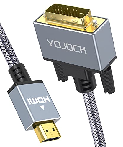 YOJOCK HDMI auf DVI Kabel 2m, HDMI DVI Adapter Kabel Bidirektionales DVI-D 24+1/High Speed HDMI Kabel, 1080p/Full HD Digitales Videokabel für Raspberry Pi, Roku, Xbox One, Laptop, Blue-Ray von YOJOCK