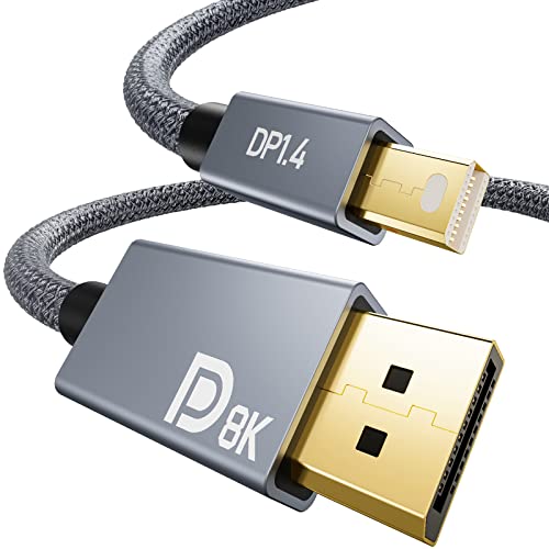 YOJOCK Mini DisplayPort auf Displayport Kabel [8K@60Hz,4K@144Hz], Bi-Directional Thunderbolt 2 to DP 1.4 Kabel 32.4Gbps, AMD FreeSync, HDR, G-SYNC für iMac, MacBook, Laptop, PC, Monitor, Grafiken (3M) von YOJOCK