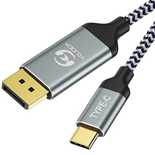 YOJOCK USB C DisplayPort-Kabel 2m [4K@60Hz, 2K@165Hz/144Hz], Thunderbolt 3 zu DP Kabel Typ C auf DisplayPort Kabel - Geflochten, Aluminiumhülse von YOJOCK