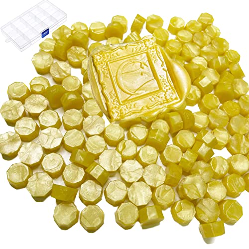 YOKIOU 220 Stück Siegelwachs Perlen Gelb Siegel Perlen Set Wachs Siegel Stempel Umschlägen für Basteln von Briefmarken Geschenkverpackung (yellow 2) von YOKIOU