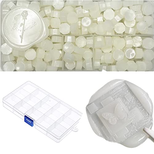 YOKIOU 220 Stück Siegelwachs Perlen Halbtransparent Siegel Perlen Set Wachs Siegel Stempel Umschlägen für Basteln von Briefmarken Geschenkverpackung (transparent white) von YOKIOU
