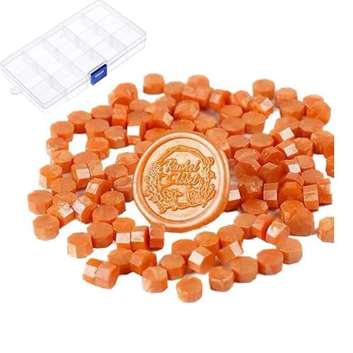 YOKIOU 220 Stück Siegelwachs Perlen Orange Siegel Perlen Set Wachs Siegel Stempel Umschlägen für Basteln von Briefmarken Geschenkverpackung (orange) von YOKIOU