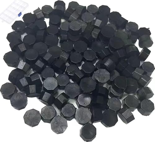 YOKIOU 220 Stück Siegelwachs Perlen Schwarz Siegel Perlen Set Wachs Siegel Stempel Umschlägen für Basteln von Briefmarken Geschenkverpackung (black) von YOKIOU