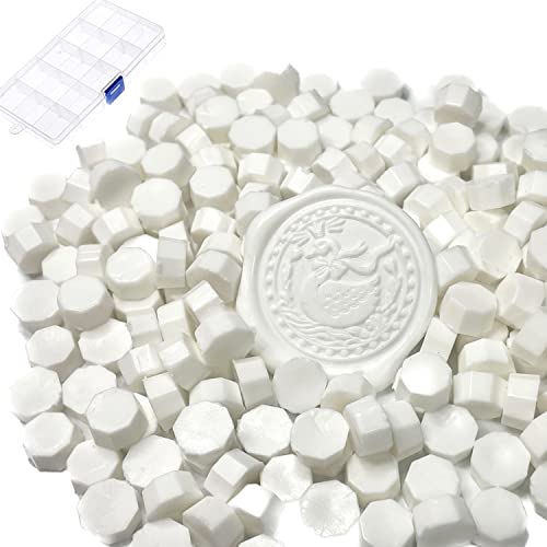 YOKIOU 220 Stück Siegelwachs Perlen Weiß White Siegel Perlen Set Wachs Siegel Stempel Umschlägen für Basteln von Briefmarken Geschenkverpackung (white 1) von YOKIOU