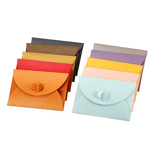 YOKIVE 20Pack Mini Umschläge Herz Förmige Verschluss | Kleine Geschenk Karten Halter Ideal für Hochzeiten Partys Boutiquen (mehrfarbig) von YOKIVE