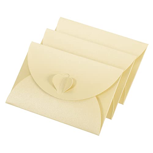 YOKIVE 24 Packung Mini Umschläge Herz Formig Spange | Klein Gift Kartenhalter Ideal für Hochzeiten Partys Boutiquen(Beige) von YOKIVE