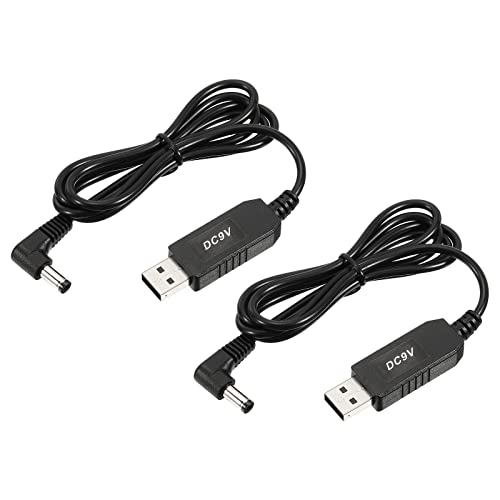 YOKIVE 2Stk DC 5V bis DC 9V USB Höhe Spannung Konverter Strom Kabel mit DC Winkel Jack 5.5mm x 2.5mm Perfekt für Router Autofahr Rekorder (Schwarz 6W 1A) von YOKIVE