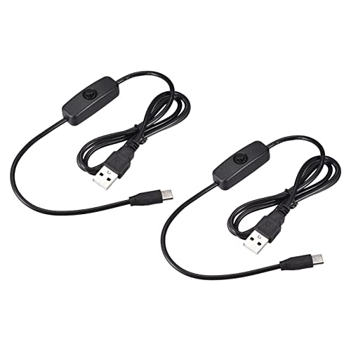 YOKIVE 2Stk USB Männlich Aufladen Kabel Typ C Schlafzimmer Kordel mit Schalter Halten Schreibtisch Lampe Geladen Perfekt für Schlafzimmer Wohnbereich Büro (Schwarz 100CM) von YOKIVE