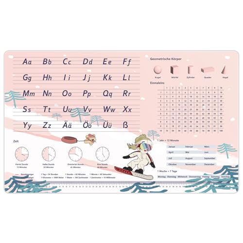 Schreibtischunterlage für Kinder- 70 x 40 cm- Ski Muster ABC Lernen Schreibtischunterlage - Doppelseitige PU-Leder Schreibunterlage - Abwischbar, öl- und schmutzabweisend, weicher Schreibtischunterlage für Kinder- 70 x 40 cm- Ski Muster ABC Lernen Schreibtischunterlage - Doppelseitige PU-Leder Schreibunterlage - Abwischbar, öl- und schmutzabweisend, weicher von YOLKPIE