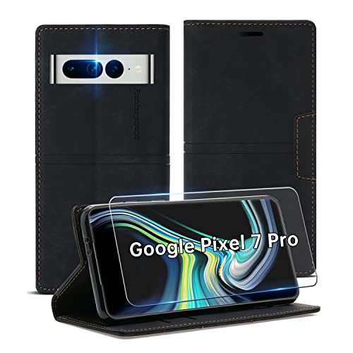 2022 Handyhülle für Google Pixel 7 Pro hülle(mit Google 7 Pro Schutzfolie) Premium Leder Für Google Pixel 7 Pro Hülle Klappbar,Brieftasche mit Kickstand-Funktion von YOLMFOEV