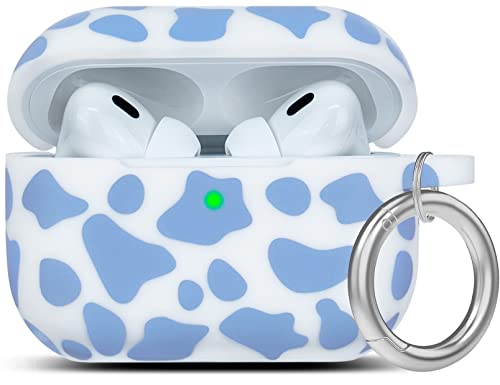 Cow Print Airpod Pro 2 Hülle Weiches Silikon 2022 - YOMPLOW Schutzhülle Flexible Haut für Apple AirPods Pro 2 Ladehülle Niedliche Frauen Mädchen Schutzhülle mit Schlüsselanhänger - Blaue Kuh von YOMPLOW