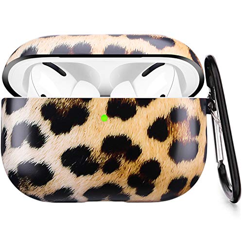 Leopard Airpods Pro Hülle - YOMPLOW Schutzhülle Hartschale Skin Tragbar & Stoßfest Frauen Mädchen mit Schlüsselanhänger für Apple Airpods Pro Ladehülle - Leopard von YOMPLOW