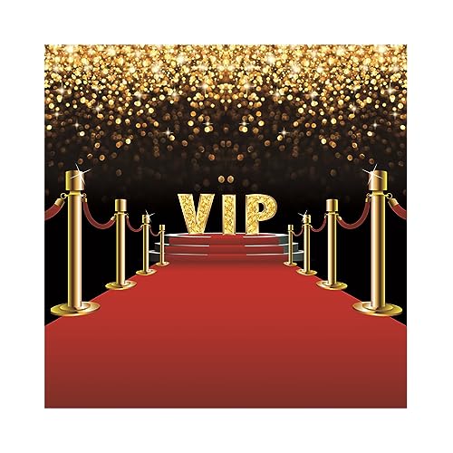 YongFoto 1,5x1,5m Polyester Foto Hintergrund Goldene Bokeh Glitterpunkte Hintergrund der VIP Bühne Treppe Roter Teppich Fotografie Leinwand Hintergrund Partydekoration Fotostudio Hintergründe von YONGFOTO