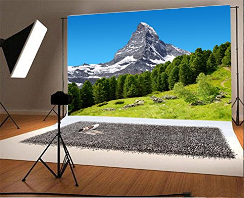 YongFoto 1,5x1m Vinyl Foto Hintergrund Berg Natur Landschaft Grasfläche Fotografie Hintergrund für Fotoshooting Portraitfotos Party Kinder Fotostudio Requisiten von YONGFOTO