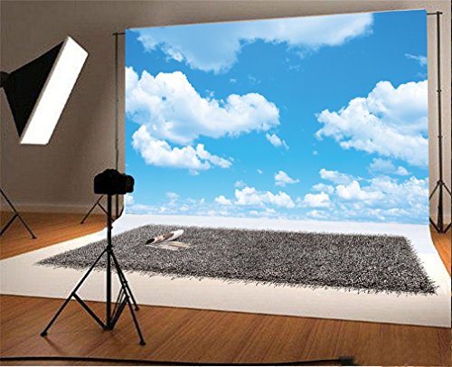 YongFoto 1,5x1m Vinyl Foto Hintergrund Blauer Himmel Weisse Wolke Natur Frühling Dusche Alles Gute zum Geburtstag Fotografie Hintergrund Fotoshooting Portraitfotos Party Kinder Fotostudio Requisiten von YONGFOTO