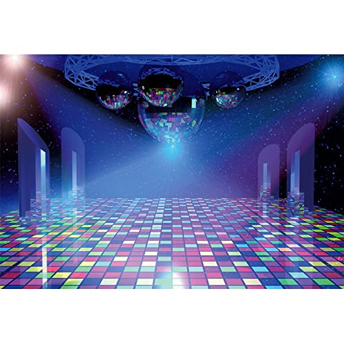 YongFoto 1,5x1m Vinyl Foto Hintergrund Disco Lights Bühnenhintergrund Spiegelkugeln Glänzende Sterne Fotografie Hintergrund Partydekoration Fotostudio Hintergründe Fotoshooting von YONGFOTO