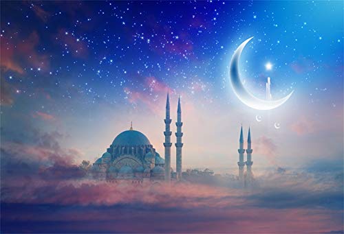 YongFoto 1,5x1m Vinyl Foto Hintergrund Ramadan Kareem Hintergrund Suleymaniye Moschee in Istanbul die Türkei Shinning Mondsterne Fotografie Hintergrund Backdrop Fotostudio Hintergründe Requisiten von YONGFOTO