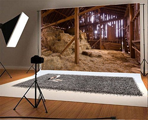 YongFoto 1,5x1m Vinyl Foto Hintergrund Weinlese altes hölzernes Scheunen Stroh Hayloft Innen Fotografie Hintergrund für Fotoshooting Portraitfotos Party Kinder Fotostudio Requisiten von YONGFOTO