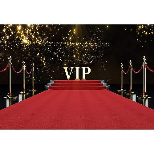 YongFoto 1,5x1m Vinyl Fotografie Hintergrund VIP Bühnen Roter Teppich goldene Glitzer Punkte für Geburtstag Hochzeit Veranstaltung Party Dekoration Portrait Fotoshooting Fotoautomaten Requisiten von YONGFOTO
