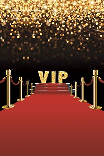 YongFoto 1,5x2,2m Polyester Foto Hintergrund Hintergrund der VIP Bühne Roter Teppich Gold Pailletten Bokeh Glitterpunkte Fotografie Leinwand Hintergrund Partydekoration Fotostudio Hintergründe von YONGFOTO