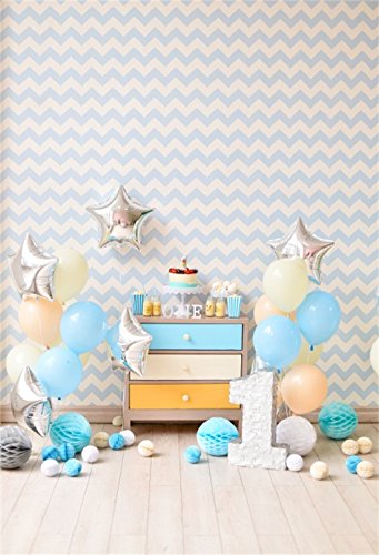 YongFoto 1,5x2,2m Vinyl Foto Hintergrund 1 Geburtstag Schöne Dekorationen Ballon Fotografie Hintergrund für Babyfotos Photo Booth Baby Party Banner Kinder Fotostudio von YONGFOTO