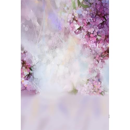 YongFoto 1,5x2,2m Vinyl Foto Hintergrund Abstrakt Aquarell Frühling Pink Aprikosenbaum Blüte Blume Blur Bokeh Fotografie Hintergrund für Fotoshooting Portraitfotos Party Kinder Fotostudio Requisiten von YONGFOTO