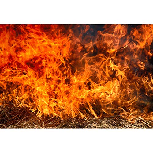 YongFoto 2,2x1,5m Vinyl Foto Hintergrund Großes Feuer Flackernde Flamme Heuhaufen Rasendes Feuer Fotografie Leinwand Hintergrund Partydekoration Fotostudio Hintergründe Fotoshooting von YONGFOTO