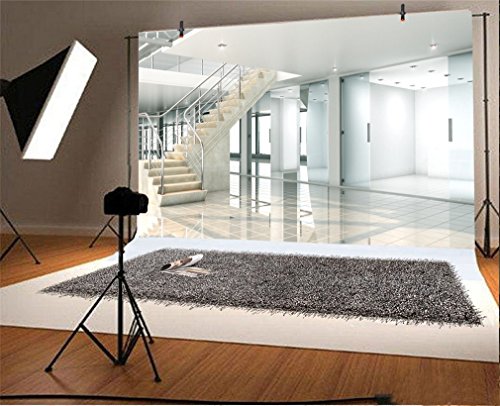 YongFoto 2,2x1,5m Vinyl Foto Hintergrund Sonniger Innenraum mit großem Fenster zur Stadt Büro Fotografie Hintergrund für Fotoshooting Portraitfotos Party Kinder Fotostudio Requisiten von YONGFOTO