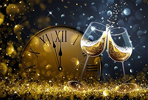 YongFoto 2,2x1,5m Vinyl Foto Hintergrund Zwölf Uhr Silvester Champagner Shinning Lichter Abstrakte Bokeh-Funkeln Fotografie Hintergrund für Photo Booth Baby Party Banner Kinder Fotostudio Requisiten von YONGFOTO