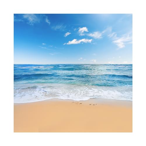 YongFoto 2x2m Vinyl Foto Hintergrund Strand Meer Küste Landschaft Blauer Himmel Weiße WolkenFotografie Hintergrund für Fotos Fotoshooting Baby Party Banner Kinder Fotostudio Requisiten von YONGFOTO