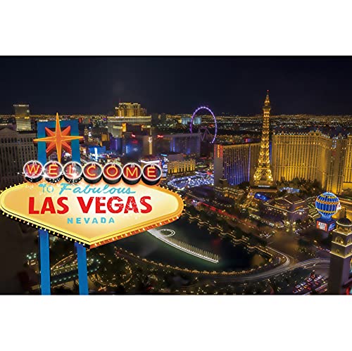 YongFoto 3x2,5m Las Vegas Hintergrund Willkommen im fabelhaften Las Vegas Casino Nevada Billboard Schild Stadt Nachtsicht Fotografie Hintergrund Film Themen Party Dekor Foto Requisiten Vinyl von YONGFOTO