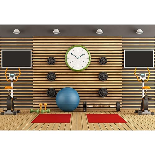 YongFoto 3x2m Gym Hintergrund Stadion Fitnessgeräten Hintergründe für die Fotografie Shabby Holz Wand Sports Vinyl Foto Hintergrund Frau Herren Portraits Studio Requisiten von YONGFOTO