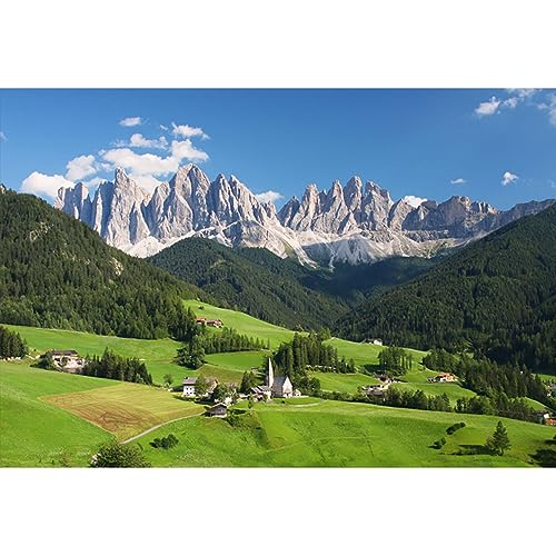 YongFoto 3x2m Vinyl Foto Hintergrund Gebirgslandschaft Bäume Gras Wiese Dorf auf Hügeln Fotografie Hintergrund Backdrop Fotostudio Hintergründe Requisiten von YONGFOTO