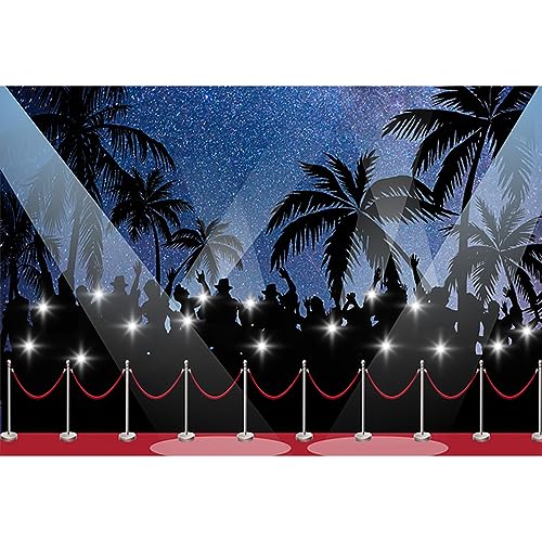 YongFoto 3x2m Vinyl Foto Hintergrund Hollywood Bühnenhintergrund Scheinwerfer Sternenklare Nacht Fotografie Hintergrund Kinder Party Fotostudio Hintergründe Requisiten 10ft von YONGFOTO