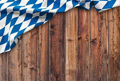 YongFoto 3x2m Vinyl Foto Hintergrund Oktoberfest Bayern Flagge auf Holzbrett Fotografie Hintergrund für Fotoshooting Portraitfotos Party Fotostudio Requisiten von YONGFOTO